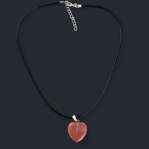 Cherry Quartz Heart Pendant Necklace